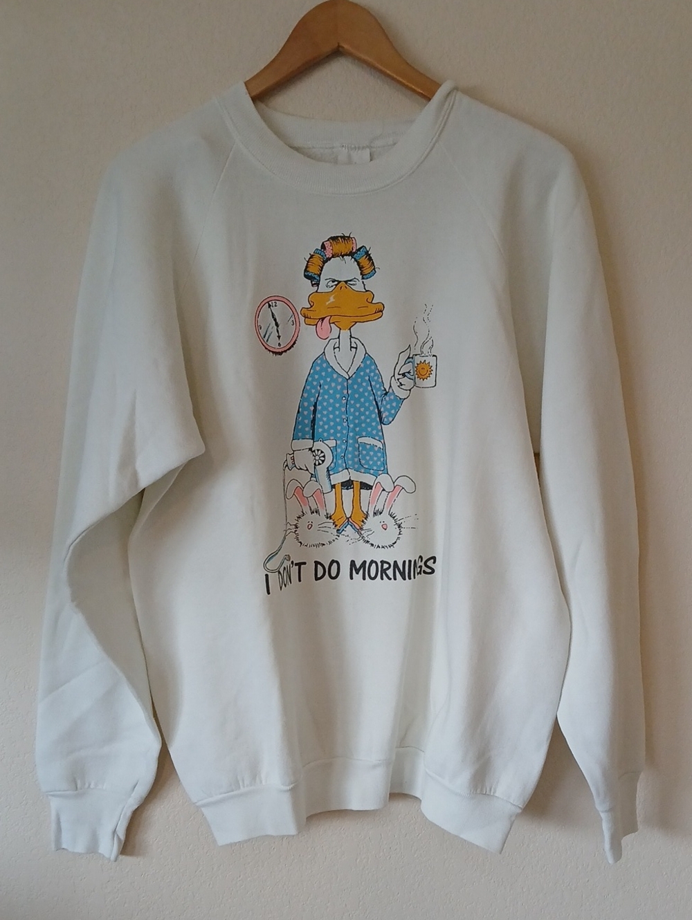Vintage 90s I Don't Do Mornings Duck Graphic Sweatshirt
